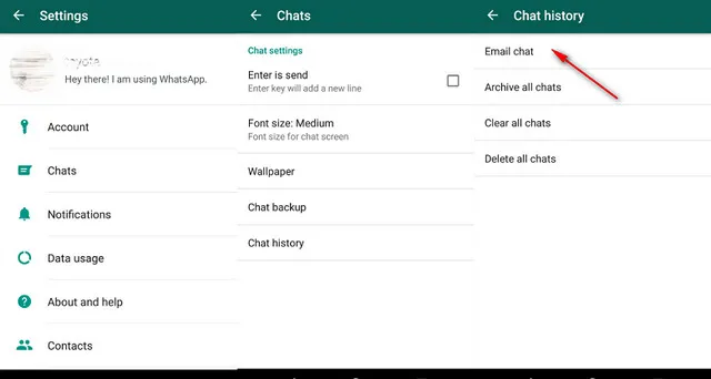 email whatsapp chat history android