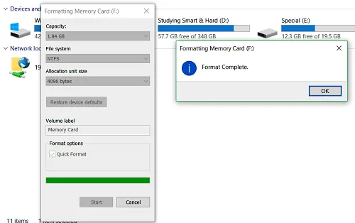 format memory card