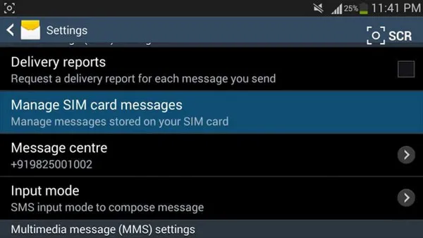 store message in sim card