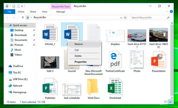 recycle bin windows 10