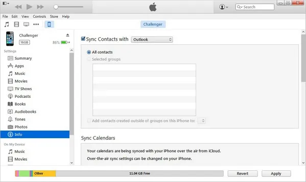 itunes contacts sync