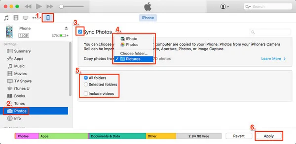 iTunes photo transfer