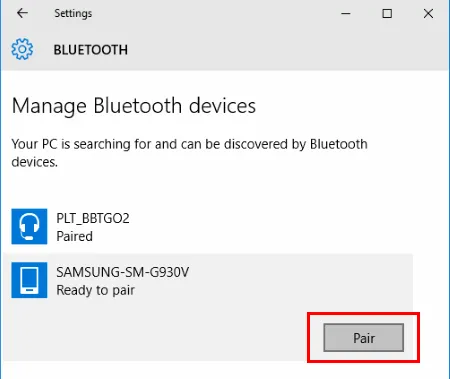 Turn on Bluetooth on Windows 10