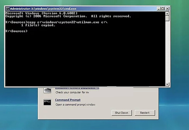 command prompt x sources recovery tools