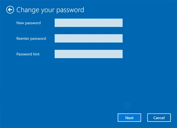 change local account password