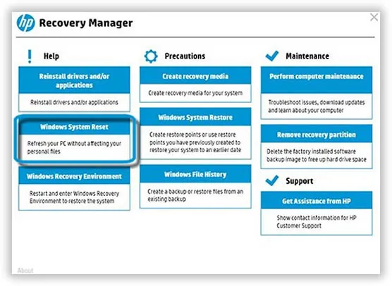 hp recover manager