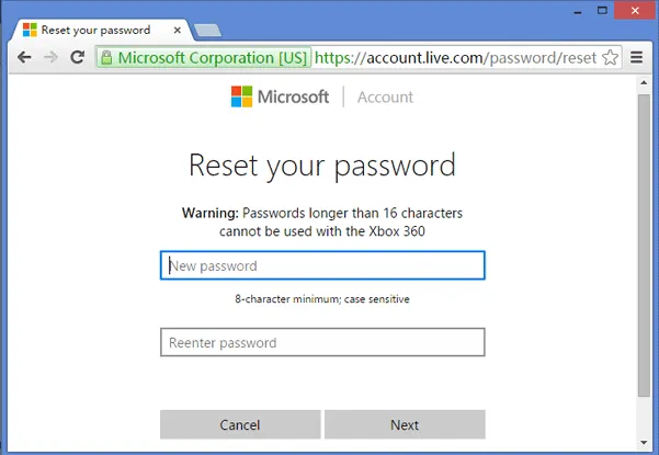 reset Windows 10 password by using MS online site