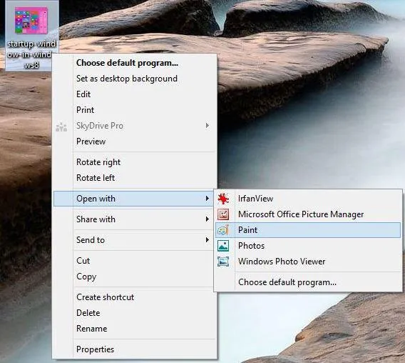open Paint to resize photos