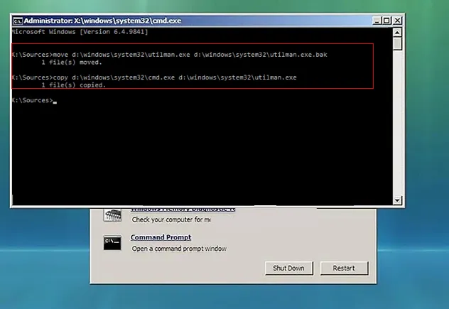 copy utilman.exe file