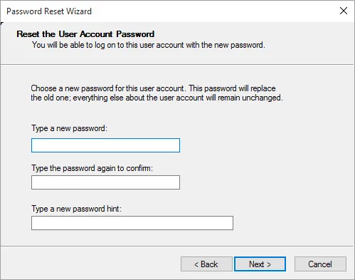 password reset wizard