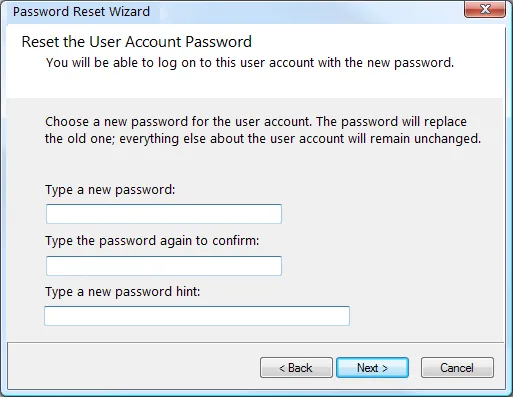 password reset wizard