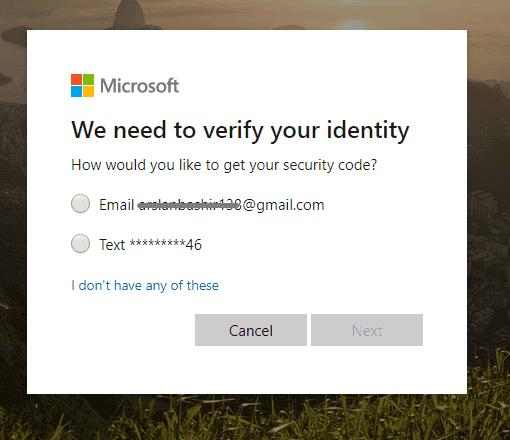 Selecteer andere optie voor verificatie om Sony Vaio laptop te ontgrendelen