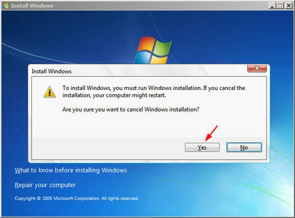 Cancelar a Instalação do Windows 7