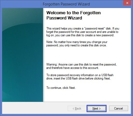 Click Next for starting the procedure to unlock Dell laptop password