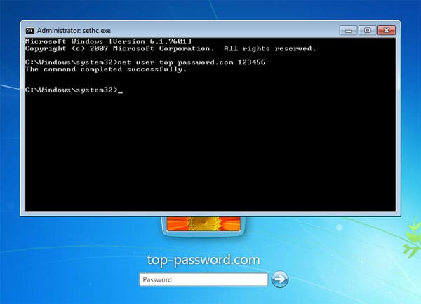 reset Windows 7 password with installation disk