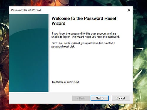 Password Reset Wizard to reset default administrator password