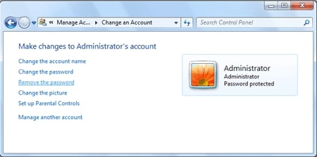 remove Windows 7 login password