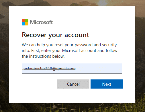 reset Microsoft senha de conta para Windows 10