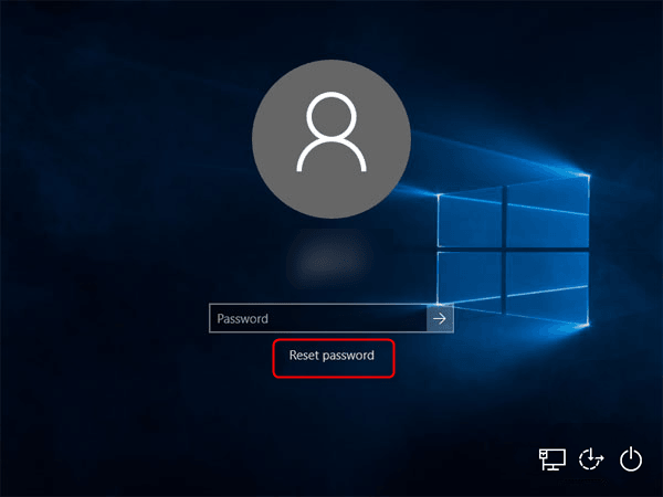 Select Reset password for Lenovo laptop