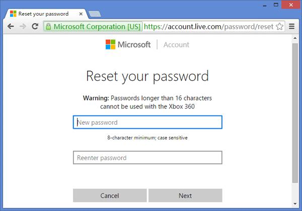 Reset Microsoft password for Windows 10
