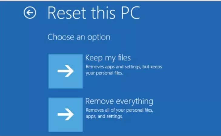 Select Keep my files to reset Microsoft surface password