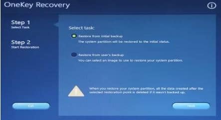 System Recovery Features to factory reset Lenovo laptop