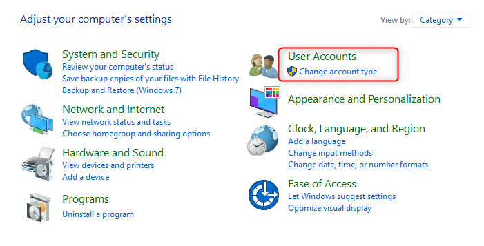 user accounts in windows 10