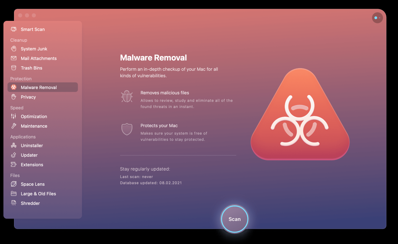 Módulo de remoção de malware do CleanMyMacX