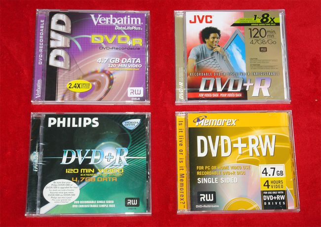 DVD gravável - Exemplos de discos em branco